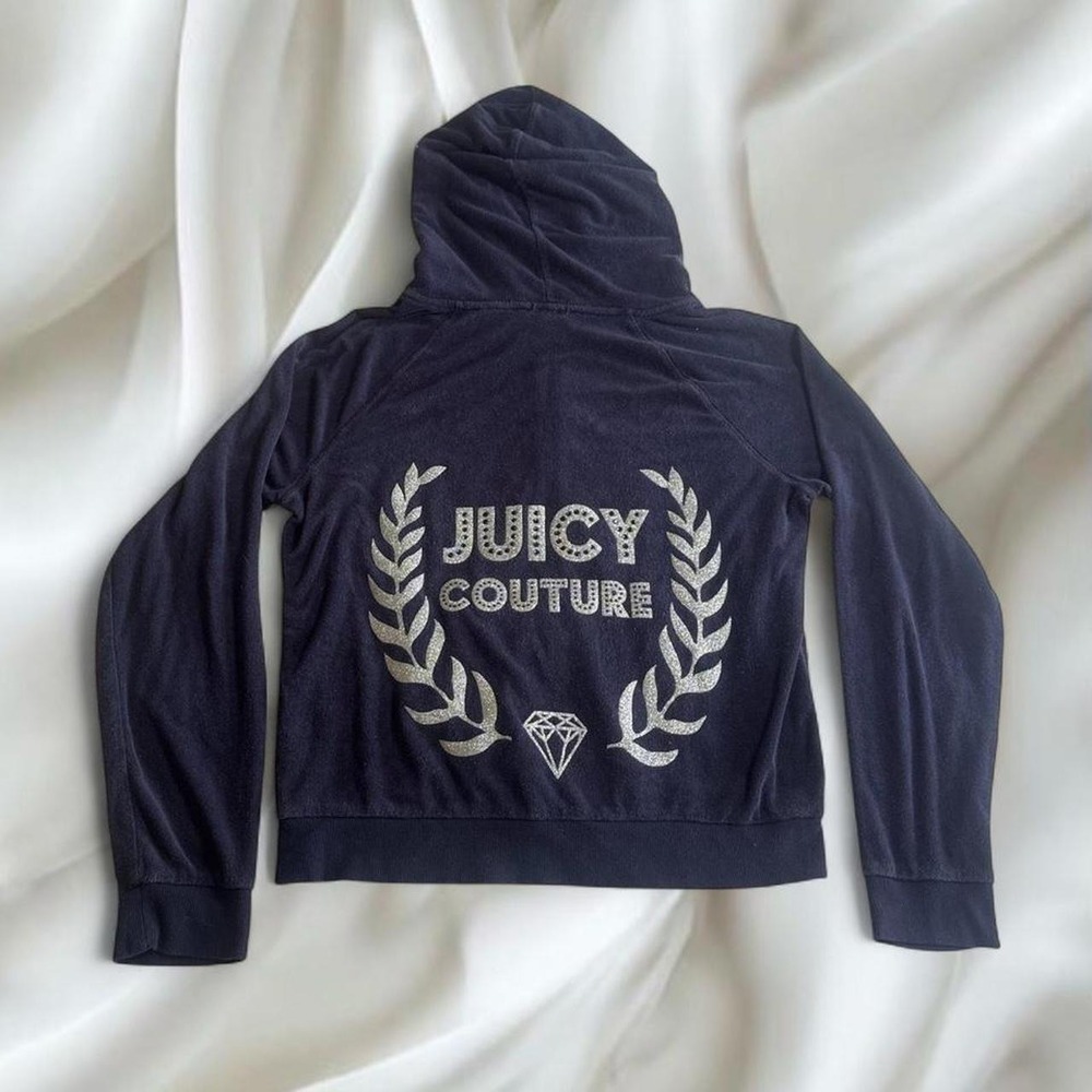 Y2K vintage navy‎ blue and silver Juicy Couture tracksuit jacket mcbling
